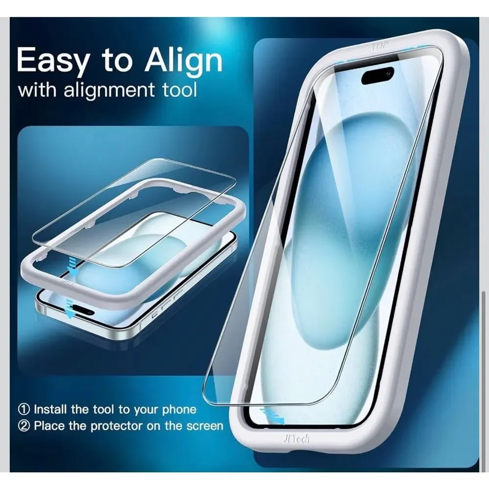 NIB JETech iPhone 15 Plus 6.7” Tempered Glass Screen Protector 3-Pack